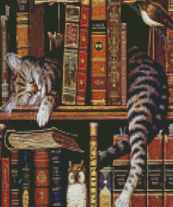 Bookstore Cat Diamond Painting