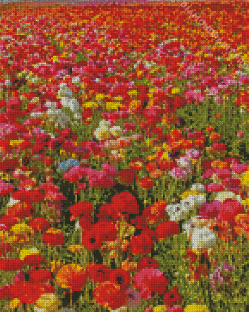 Colorful Flowers In Field Diamond Painting