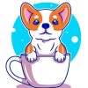 Cute Baby Dog In The Cup Diamond Painting