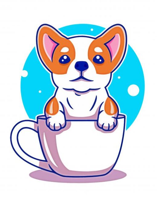 Cute Baby Dog In The Cup Diamond Painting