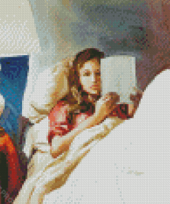 Girl Reading In Bed Diamond Painting