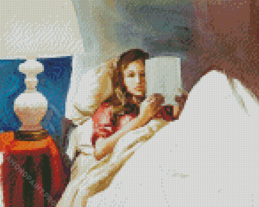 Girl Reading In Bed Diamond Painting
