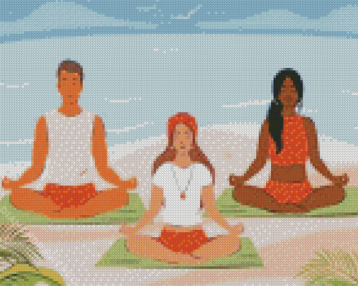 Meditation Beach Illustration Diamond Painting