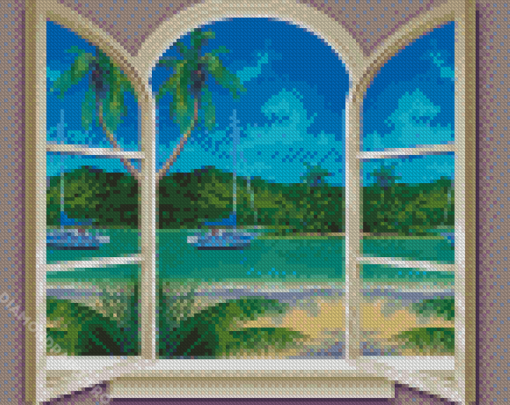 Paradise Window Beach Diamond Painting