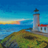 Winter Sunset At The North Head Lighthouse Diamond Painting