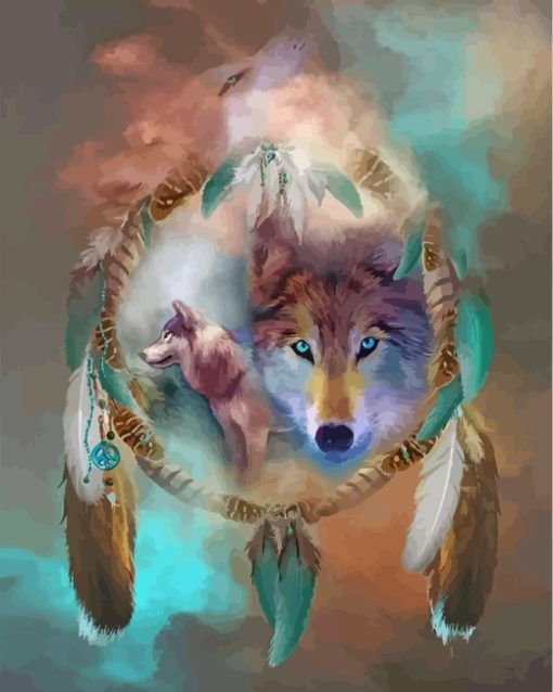Wolf And Dream Catcher Diamond Painting