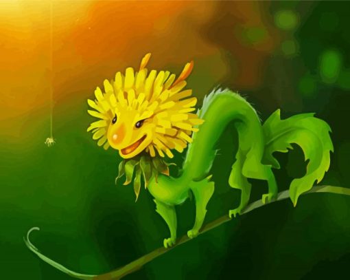 Yellow Flower Dragon Diamond Painting