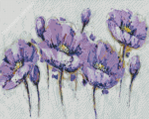 Abstract Purple Flowers Art Diamond Painting