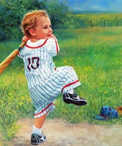 Aesthetic Boy Playing Baseball Diamond Painting