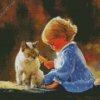 Baby And Cat Diamond Painting