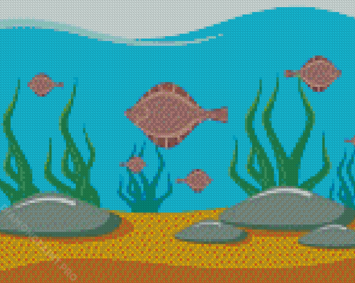 Cartoon Flounder Fish Diamond Painting