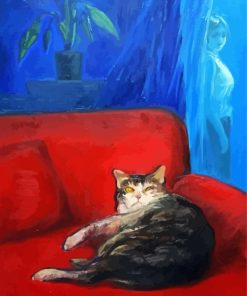 Cat On Sofa Diamond Painting