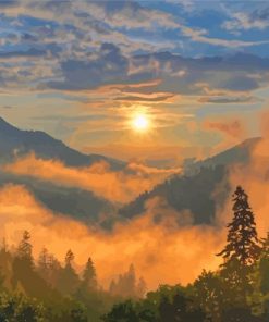 Foggy Smoky Mountain National Park Diamond Painting