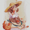 Girl With Chicken Art Diamond Painting