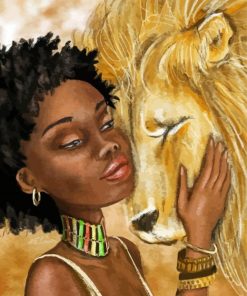 Lion And Girl Illustration Diamond Painting