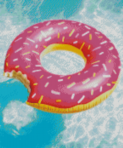 Pink Donut In Pool Diamond Painting