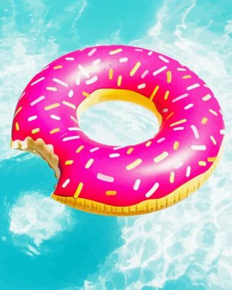 Pink Donut In Pool Diamond Painting