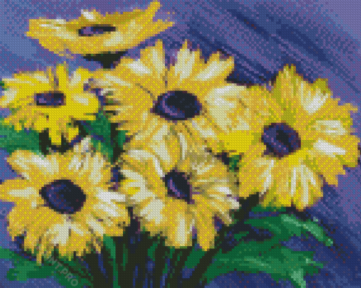 Purple Yellow Flower Art Diamond Painting