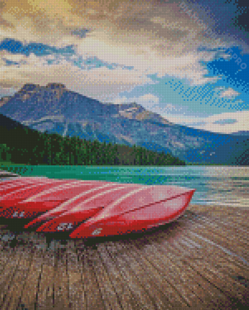 Red Canoes Canada Diamond Painting