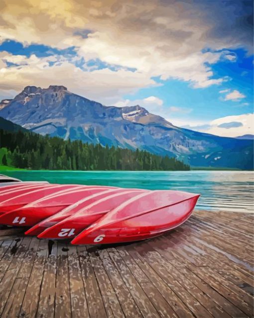 Red Canoes Canada Diamond Painting