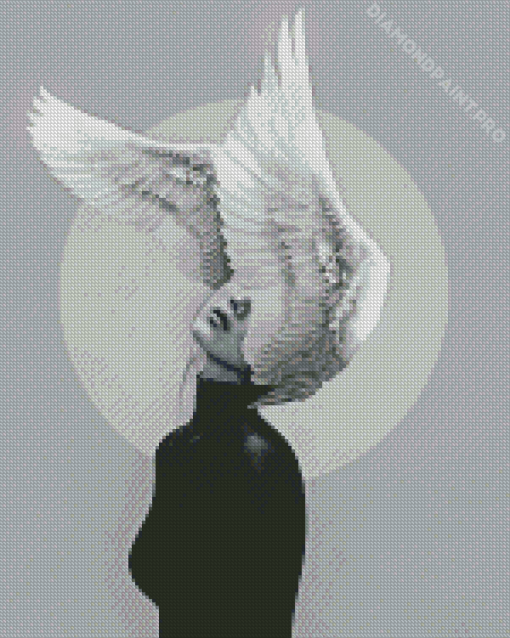 Black And White Lady With Wings Diamond Painting