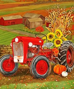 Tractor With Sunflowers Diamond Painting