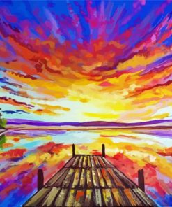 Abstract Docks With Sunset Diamond Painting