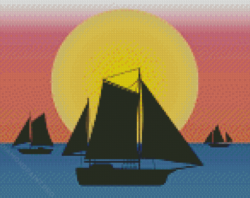 Aesthetic Boat Silhouette Diamond Painting