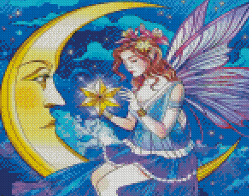 Aesthetic Fairy On The Moon Diamond Painting