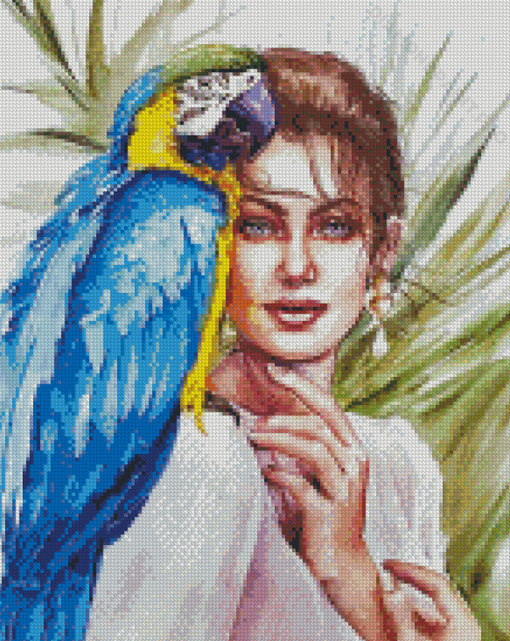 Aesthetic Parrot And Lady Art Diamond Painting