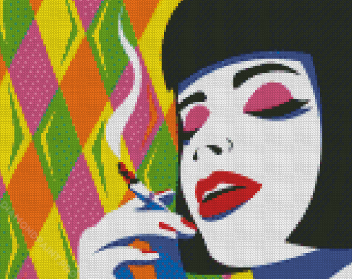 Aesthetic Smoking Woman Pop Art Diamond Painting