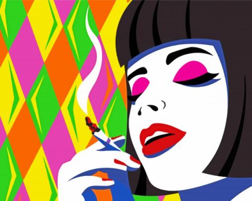 Aesthetic Smoking Woman Pop Art Diamond Painting