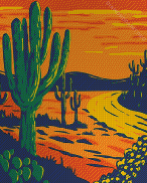 Aesthetic Sunset Saguaro National Park Diamond Painting