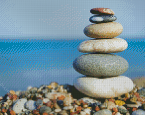 Aesthetic Beach Stones Illustration Diamond Painting