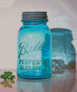 Aesthetic Blue Mason Jar Diamond Painting