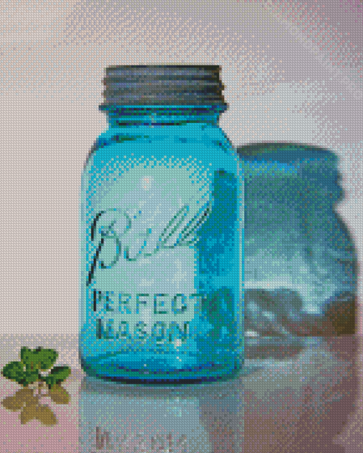 Aesthetic Blue Mason Jar Diamond Painting