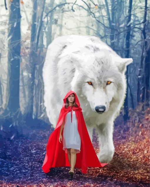 Cool Wolf And Girl Diamond Painting
