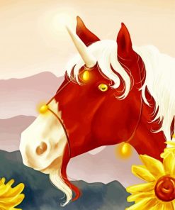 Cute Horse With Sunflowers Diamond Painting