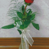 Dark Red Single Rose In Vase Diamond Painting