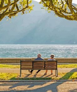 Old Couple In Aix Les Bains Diamond Painting