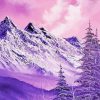 Snowy Purple Mountain Art Diamond Painting