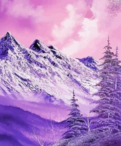 Snowy Purple Mountain Art Diamond Painting
