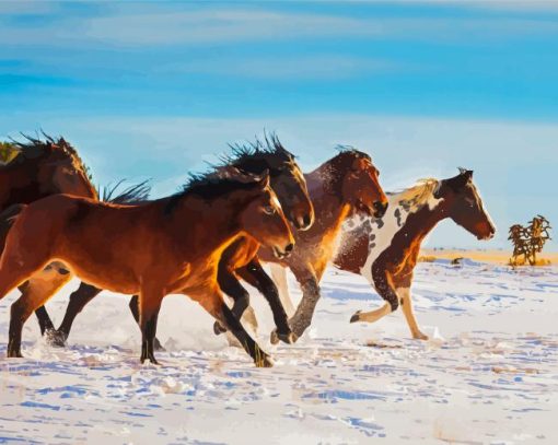 Snowy Winter Horses Diamond Painting