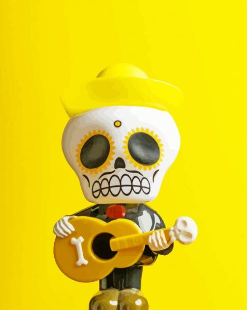 Sukar Skull With Yellow Guitar Diamond Painting