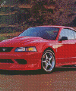 2000 Mustang Red Car Diamond Painting