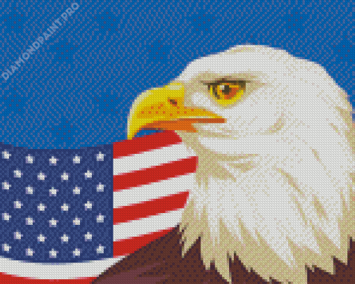 Aesthetic American Eagle With Flag Diamond Painting