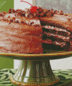 Aesthetic Cherry Chocolate Cake Diamond Painting