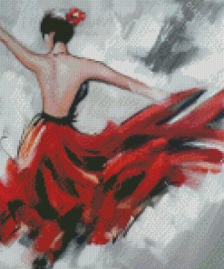 Dancing Girl In Red DressI Diamond Painting