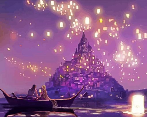 Disney Castle Tangled Lanterns Diamond Painting