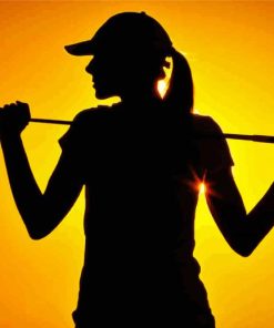 Golf Lady Silhouette At Sunset Diamond Painting